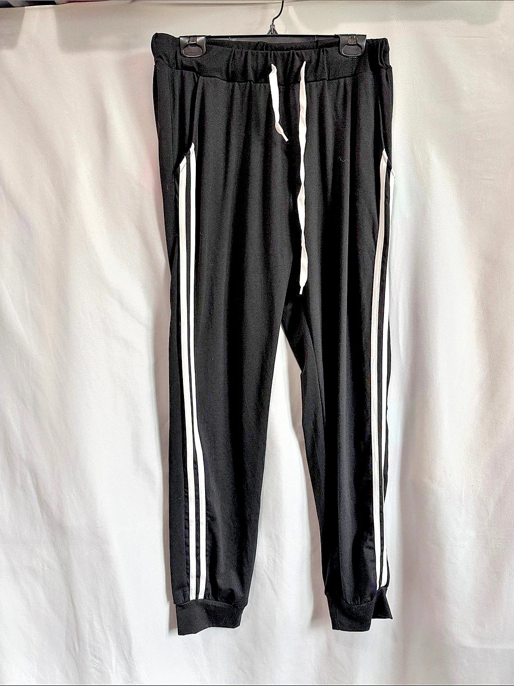 Striped Track Pants in Black & White Size XL